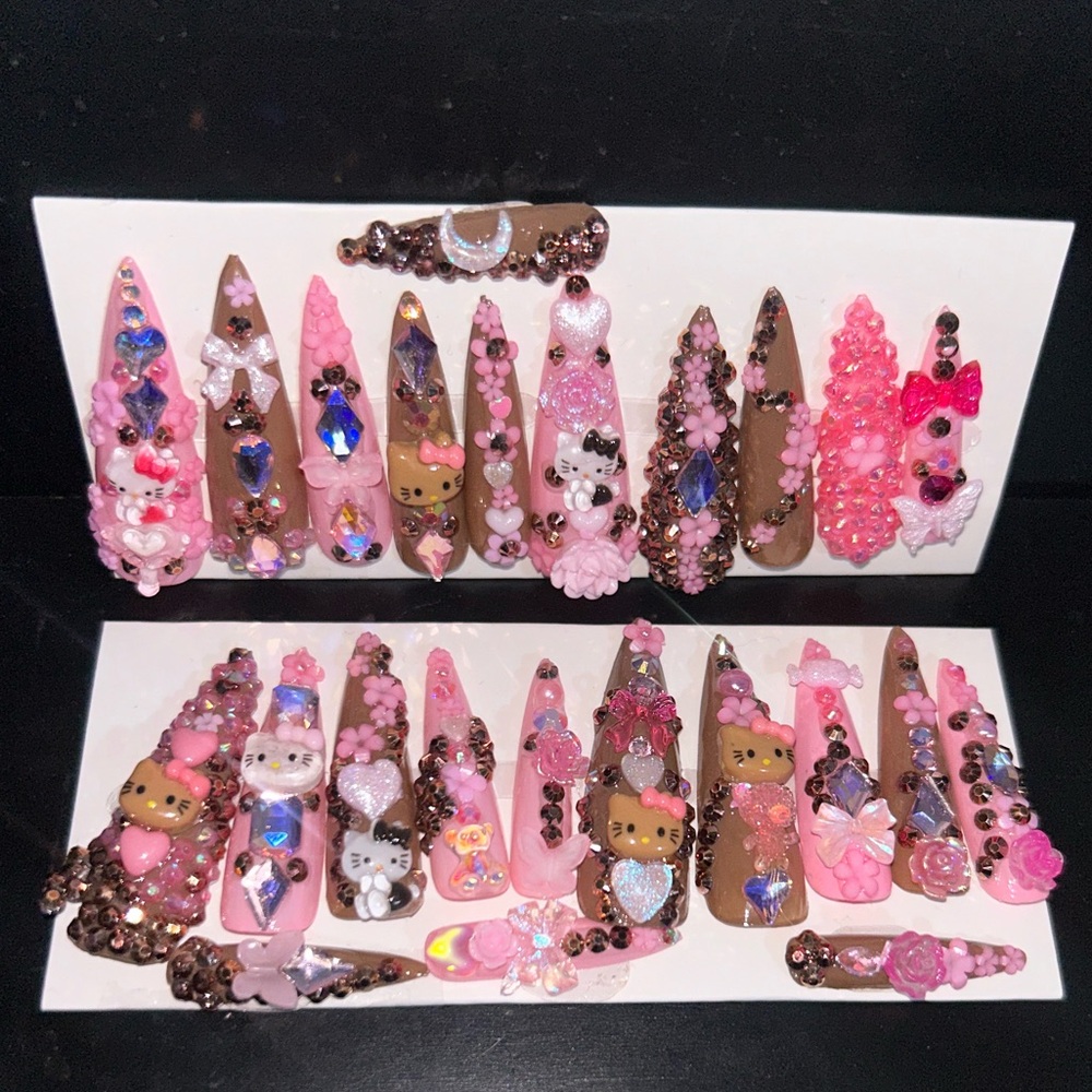 Pink and Brown Nail Art Set